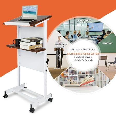 Ktaxon Mobile Stand Up Lectern Podium With Wheels Height