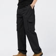 thumbnail image 7 of TKKCS Mens Cotton Cargo Pants Casual Outdoor Relaxed Fit Straight Leg Elastic Waist Work Pants with Multi Pockets Black 4XL, 7 of 7