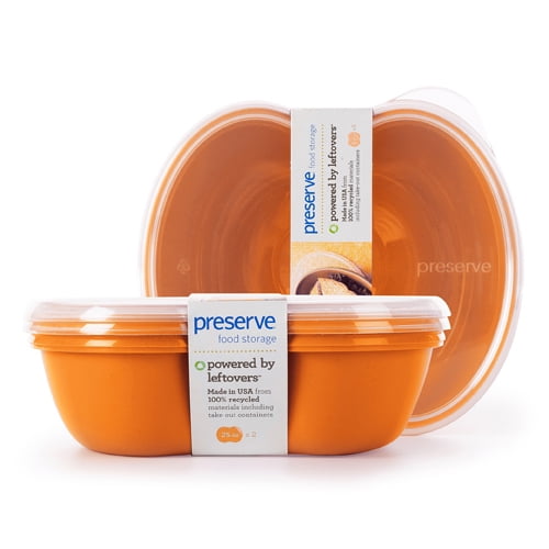 Preserve Square Sandwich Food Storage Container Orange, 2 Ea, 6 Pack