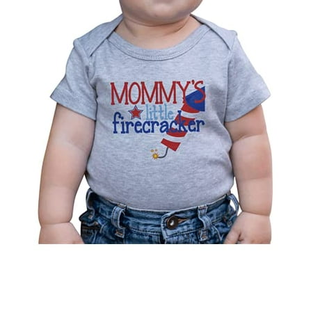 

7 ate 9 Apparel Kids 4th of July Mommy s Little Firecracker Patriotic Grey Onepiece