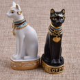 thumbnail image 3 of Figura de gato Bastet de la diosa egipcia del gatito del Antiguo Egipto, escultura coleccionable, estatua de gato de regalo para decoración del hogar y la oficina (negro-blanco) brillar Electrónica, 3 of 5
