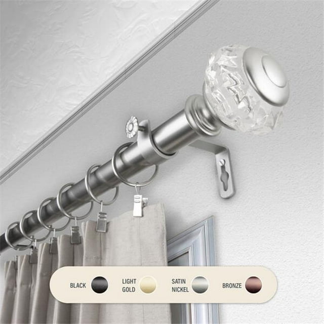 Central Design 100-59-1605 Tringle à Rideau Lyla 1 Po avec Extension de 160 à 240 Po, Nickel Satiné