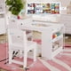 thumbnail image 5 of Para niños grande art escritorio con double-sided almacenamiento cabinets y 2 stools, mdf children’s drawing mesa set, blanca, 5 of 6