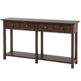 thumbnail image 6 of Console Table, Rustic Brushed Texture Sideboard with 4 Storage Drawer and Open Shelf, Wood Sofa Table for Living Room, Easy Assembly, 59"L x 15.2"W x 33"H, Espresso, 6 of 7