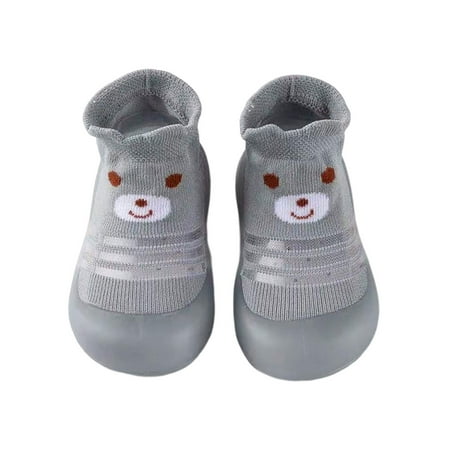 

Ritualay Girls Boys Flats Rubber Sole First Walking Shoe Prewalker Floor Sock Shoes Casual Breathable Socks Sneakers Infant Baby Barefoot Gray 4C-4.5C