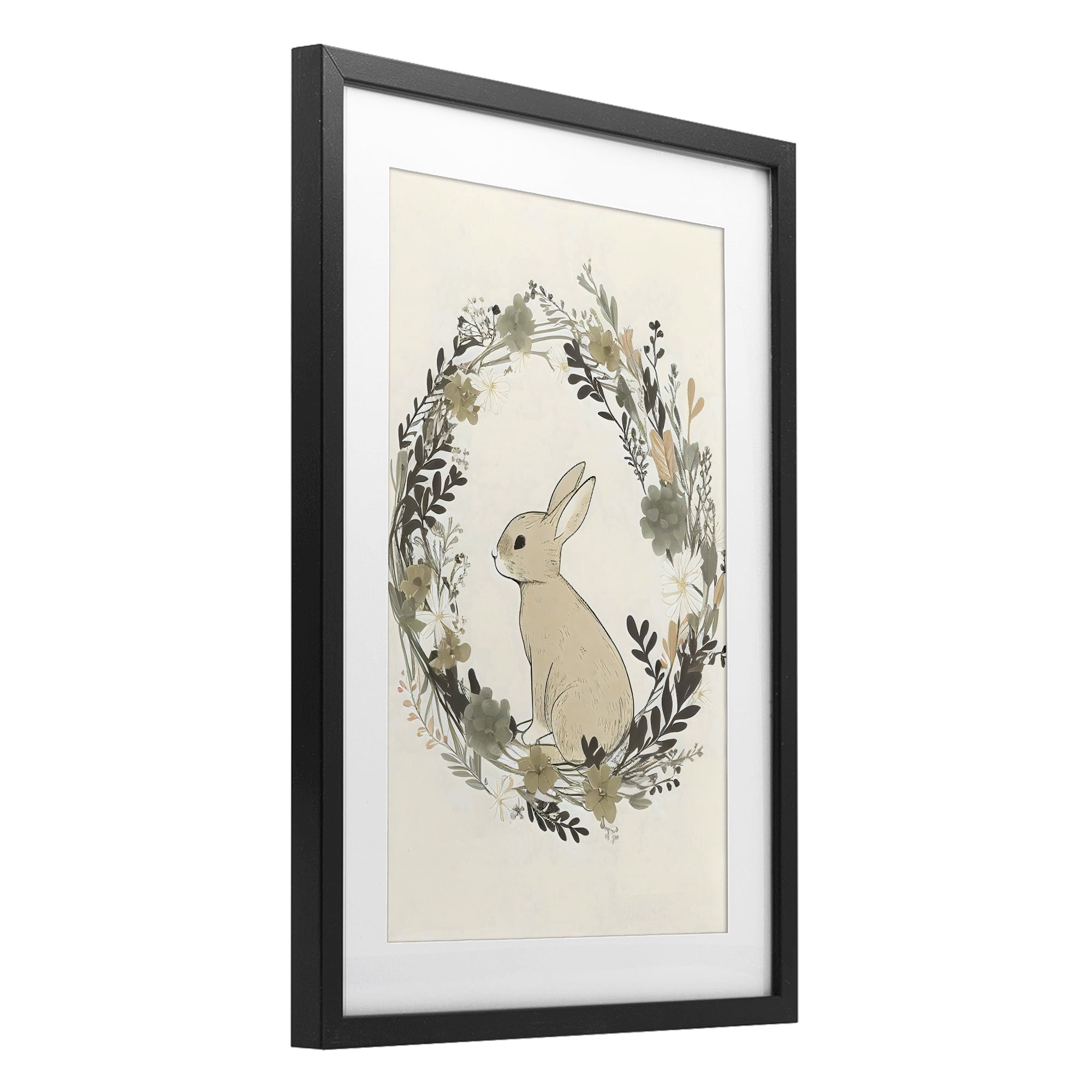 Stupell Industries Pastoral Bunny Wreath Black Framed Print Under Glass, design by Creative Studio