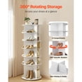 thumbnail image 2 of KFFKFF 6-Tier Rotating Shoe Rack Tower, 360° Spinning Organizer, Revolving Round Carousel Storage, Freestanding Display for Bedroom, Living Room, Entryway, Closet, White, 2 of 9