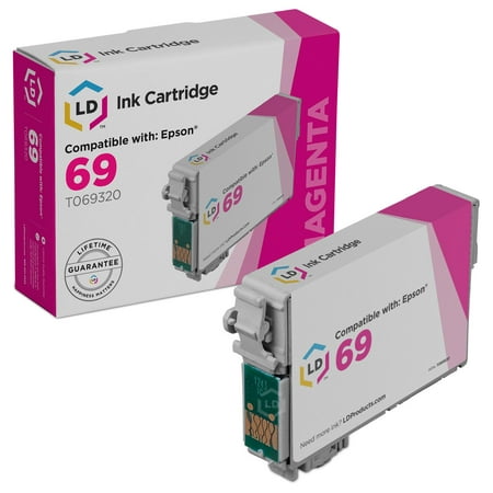 LD Remanufactured Replacement for T069320 (T0693) Magenta Cartridge for use in Stylus and Workforce s T069320_WAL Save even more with our T069 remanufactured cartridges. This item includes 1 T069320 Magenta cartridge. Our remanufactured brand replacement cartridges for printers are backed by our 100% Satisfaction and Lifetime Guarantee. So stock up now and save even more on your home or work and office printing! This combo set works with the following Stylus CX5000  CX6000  CX7000F  CX7400  CX7450  CX8400  CX9400Fax  CX9475Fax  N10  N11  NX100  NX105  NX11  NX110  NX115  NX200  NX215  NX300  NX305  NX400  NX410  NX415  NX510  NX515  WorkForce 30  40  310  315  500  600  610  615  1100  & 1300 Printers. We are the exclusive reseller of LD Products brand of high quality printing supplies. .