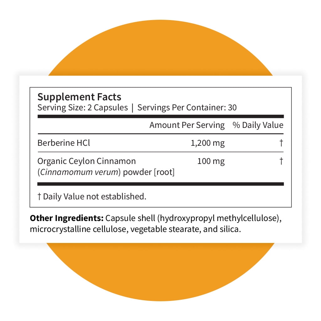 Pattern Wellness Berberine with Ceylon Cinnamon, Metabolism & Blood Sugar Support, 60 Count