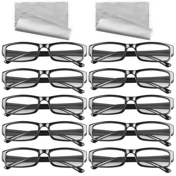 10/20 pack reading glasses reading aid visual aid black 1.0 to 4.0 women men DE