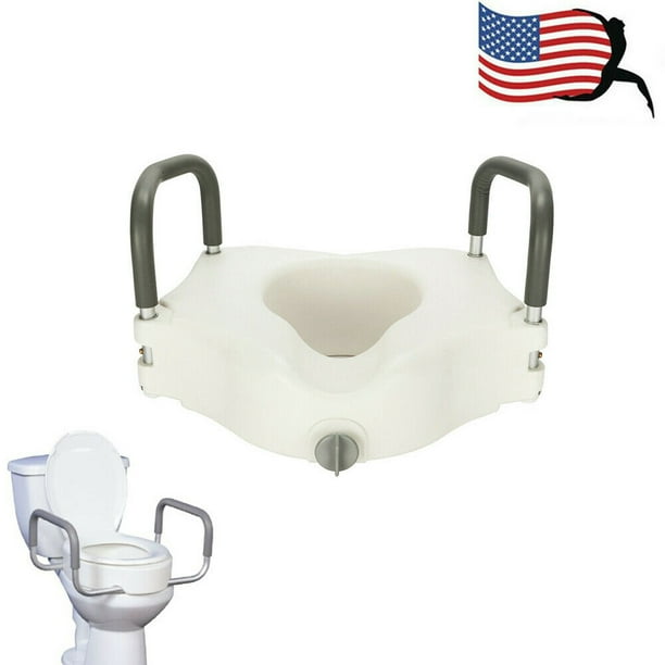 US Medical Raised Height Toilet Seat With Handle Lift Riser For Home