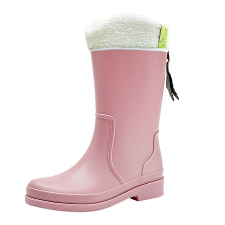 

Rain Boots Women Non Slip Detachable With Cotton Inside Rain Boots Outdoor Rubber Water Shoes Lace up Winter Boot Northern Insulated Rubber Boots Floral Shoes Women Man Temperament Winter Boots Hiking