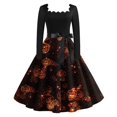 thumbnail image 1 of Women's Casual Fashion Halloween Print Vintage Long Sleeve Dress, 1 of 4