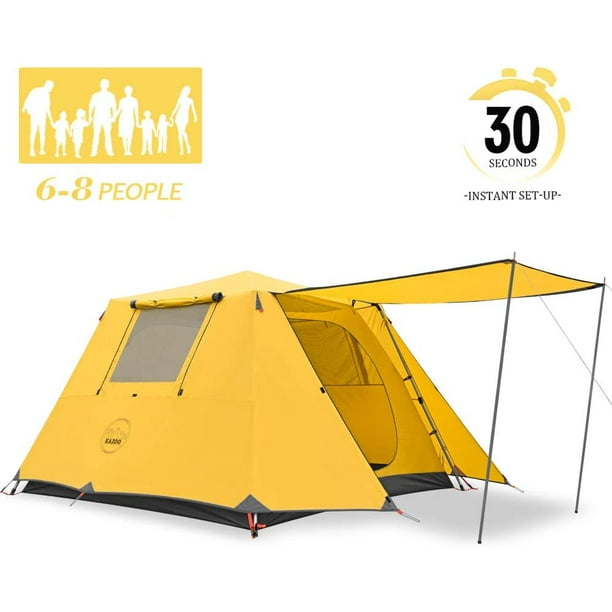 Kazoo Family Camping Tent Large Waterproof Pop Up Tents 4 6 8 Person Room Cabin Tent Instant Setup With Sun Shade Automatic Aluminum Pole Walmart Com Walmart Com