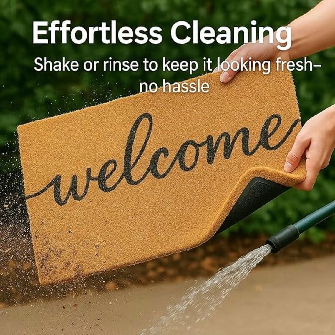 Casafoyer Welcome Coir Doormat, Outdoor Front Door Mat with Non-Slip Backing, Durable Entrance Rug for Porch & Patio, 30 x 17 Inch