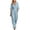 *Light Blue, variant on ClodeEU Women's V Neck Rolled Sleeve Jumpsuit,Elastic Waist Loose Romper with Pockets Light Blue,Women's Plus M