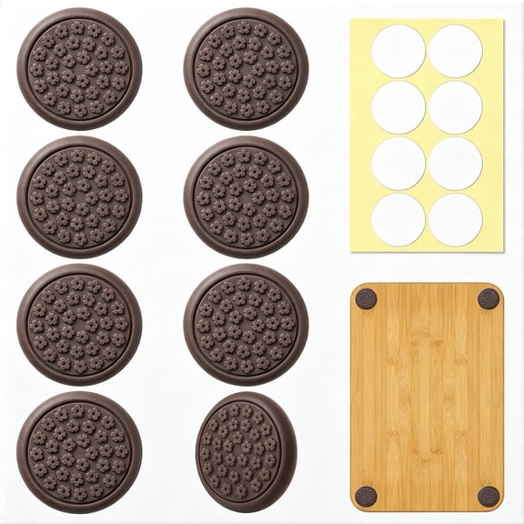 NORIZF 8 Pcs Anti Slip Cutting Board Pads,Self-Adhesive Rubber Feet for Cutting Board,Waterproof,Shock-Absorbent,Non-Marking Grips for Kitchen Counter Protection