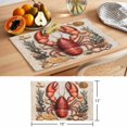 thumbnail image 6 of Coastal Lobster Placemats Set of 4 Beach Coral Shell Nautical Retro Place Mats Indoor Wipeable Table Mats Washable Cloth Dining Table Placemats for Kitchen Holiday Party Home Decor 13x19 Inch, 6 of 9