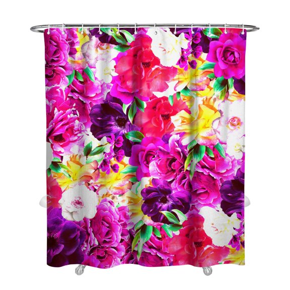 Floral Shower Curtain Watercolor Botanical Bathroom Decor Rustic Flower Design Fabric Bath Curtain for Tub Country Style Home Accessories with Hooks，72x84in(180*210cm)