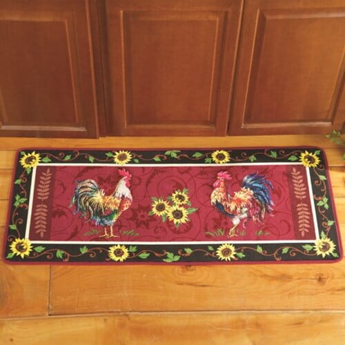 Cushioned French Country Rooster Rug