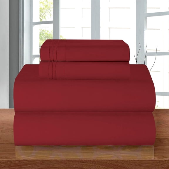4 Pieces Comfy Breathable & Cooling Sheets Set Sheet set, Queen, Burgundy