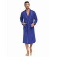 thumbnail image 2 of MAYFISH Men's Pure Cotton Robe, Lightweight and Soft, Long Summer Sleepwear 100% Cotton Robe with Pockets (Cobalt Blue, XL), 2 of 5