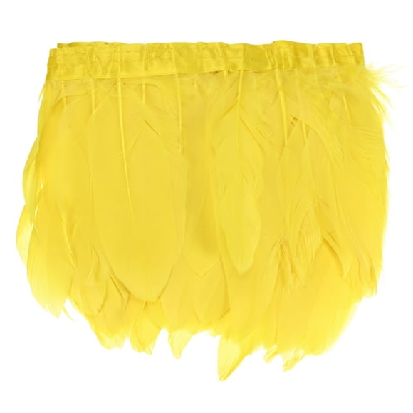 Flecos de Plumas de Ganso Uxcell, 2 Yardas 6-8" Fleco de Pluma Natural y Esponjosa para Manualidades [Amarillo]