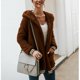 thumbnail image 3 of Chaqueta borrosa de manga larga para mujer, diseño de bolsillo largo de invierno, abrigo cálido con capucha para fiesta, compras informales, marrón XXL, 3 of 8