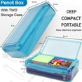 thumbnail image 2 of Double Layer Large Capacity Pencil Box,Plastic Translucent Pencil Box, Hard Pencil Cases with Snap-Tight Lid for Pens, Pencils, Office Supplies,Art Supplies,Medium-sized,1 Pack,Green, 2 of 7