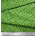 thumbnail image 3 of Soimoi Green Poly Georgette Fabric Blue Star Fabric Prints By Yard 52 Inch Wide, 3 of 3