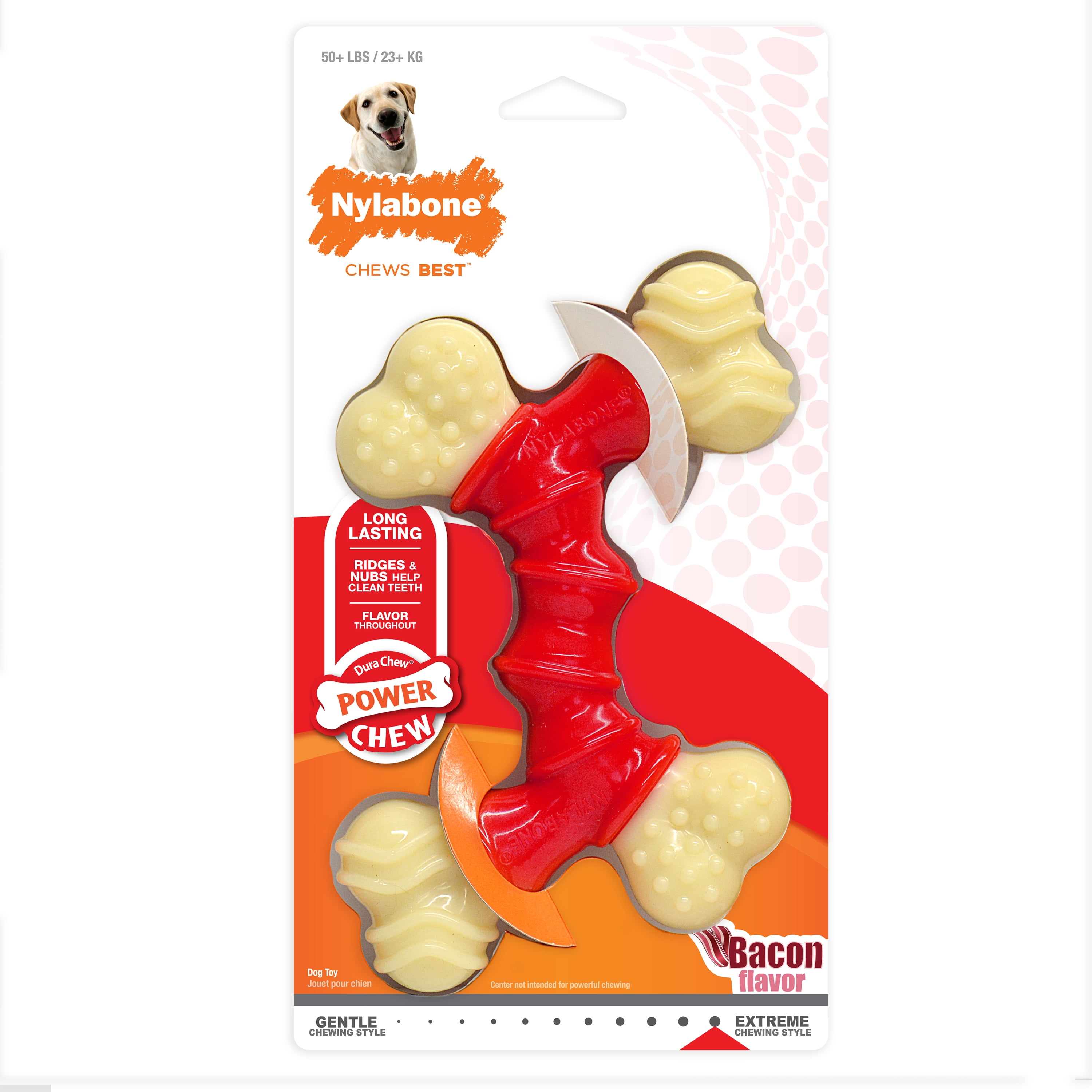 Nylabone Power Chew Dura Chew Double Bone Bacon Dog Chew Toy, XLarge