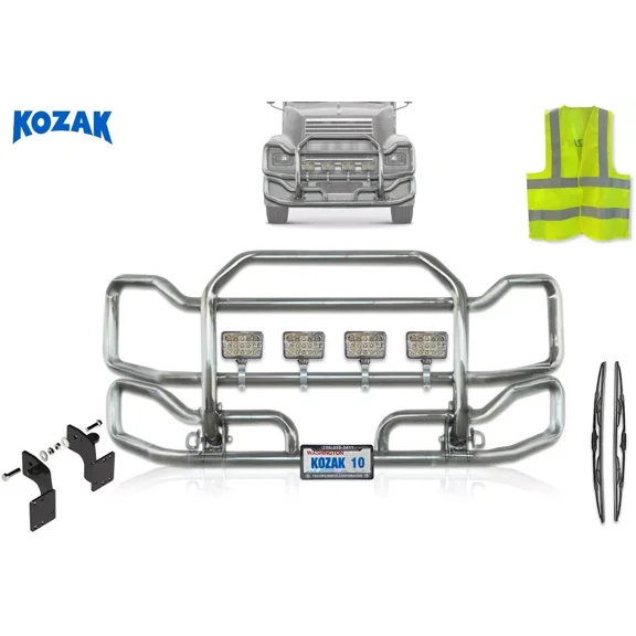 Kozak Large Bumper Grille Deer Guard Steel w/Bracket Compatible with Mack CH 1999-2003