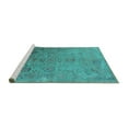 thumbnail image 2 of Ahgly Company Machine Washable Indoor Round Oriental Turquoise Blue Industrial Area Rugs, 4' Round, 2 of 4