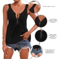 thumbnail image 5 of Camiseta sin mangas ANGGREK con cremallera Para mujer color puro cuello en V, 5 of 5