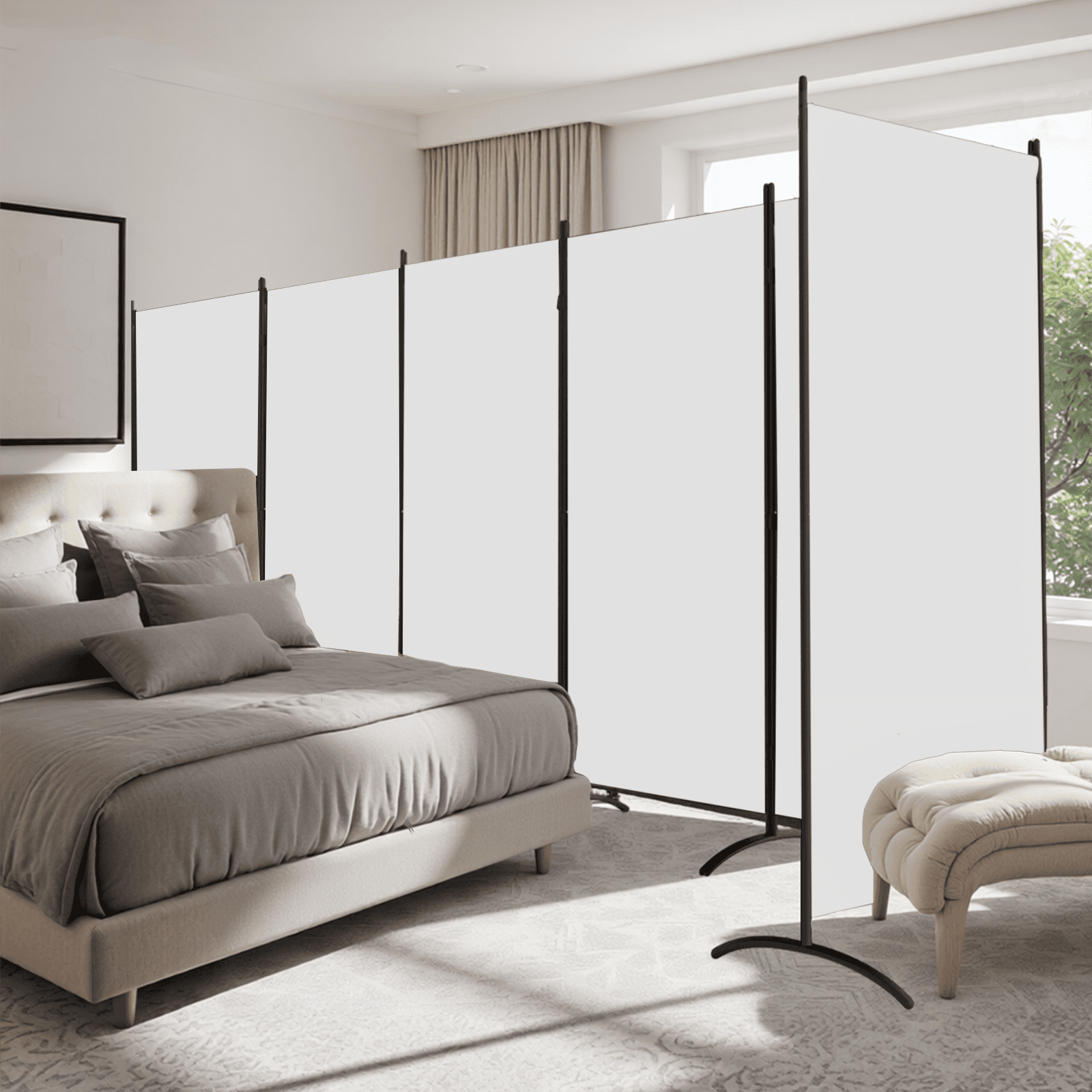 Gaildon 84”W×67”H 6-Pane Portable Folding Privacy Room divider,White