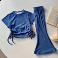 thumbnail image 2 of XZNPDUCQ Toddler Girl Clothes Summer Girls Clothing Sets Girl Stuff T-shirt Shorts Headband 2pcs Sets Gifts Shorts Set 18-24 Months Blue, 2 of 6