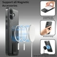 thumbnail image 6 of Designed for iPhone 16 Plus Case Magnetic, [Support Wireless Charging] Rugged Cover with Wristband Anti-Drop Finger Strap Heavy Duty Shockproof Phone Case for iPhone 16 Plus, Black, 6 of 9