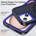 thumbnail image 6 of Designed for iPhone 15 Case, 3-in-1 Ultra Slim Protective Cover with Silicone+EVA+PC, Durable Shockproof Lightweight Magnetic Full Body Protection for iPhone 15, Darkblue+Royal Blue, 6 of 8