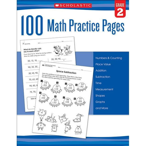 100 Math Practice Pages: Grade 2, (Paperback)
