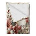 thumbnail image 2 of Ambesonne Flowers Fleece Throw Blanket Tender Floral Marble Print 50"x60" Pale Ruby and Laurel Green, 2 of 5