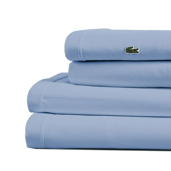 Lacoste 100% Cotton Percale 4-Piece Sheet Set â Cool, Crisp, Matte, and Durable, Oeko-Tex Certified â Solid, Allure Blue, Full