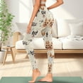 thumbnail image 3 of COEQINE Women Comfortable Yoga Pants with Pockets Hip Lift Tummy Control High Waisted Athletic Leggings Hip Lift No See Through Stretchy Tights, Yorkshire Terrier Corgi Bone Paw Print, XS, 3 of 7