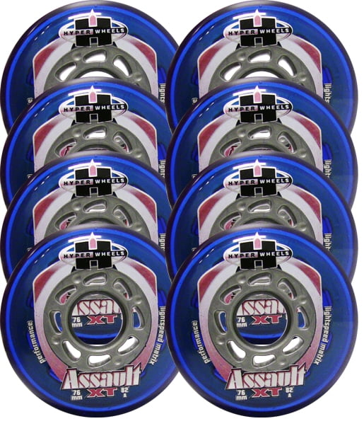 HYPER Inline Wheels OUTDOOR REC/FITNESS/HOCKEY 76mm 82A ASSAULT XT 8PACK