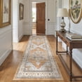 thumbnail image 3 of Toyoso 3x7 Modern Patterned Area Rug, Wide Runner Silicone Carpet, 0.25 inch Thin Machine Washable Indoor Rug for Kitchen and Large Bathroom, Non Slip Low Pile Utility Runner, Burnt Orange, 3 of 9