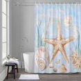thumbnail image 5 of Shell Starfish Bathroom Shower Curtain, Seaweed Nautical Watercolor Waterproof Washable Soft Bath Curtain for Bathtub Decor with 12 Hooks&Grommet, 36x78 Inch, 5 of 9