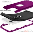 thumbnail image 2 of Heavy Duty Case for iPhone 12 Mini, Rugged PC Back Hybrid Soft Silicone Inner Triple-Layers Shockproof Case with Magsafe Wireless Charging Hollow Logo Anti-Scratches Case, Purple, 2 of 5