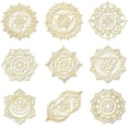 thumbnail image 2 of 9 Pcs Chakra Theme Stickers Self Adhesive Golden Stickers Chakra Theme Metal Stickers Religions Brass Stickers, 2 of 9
