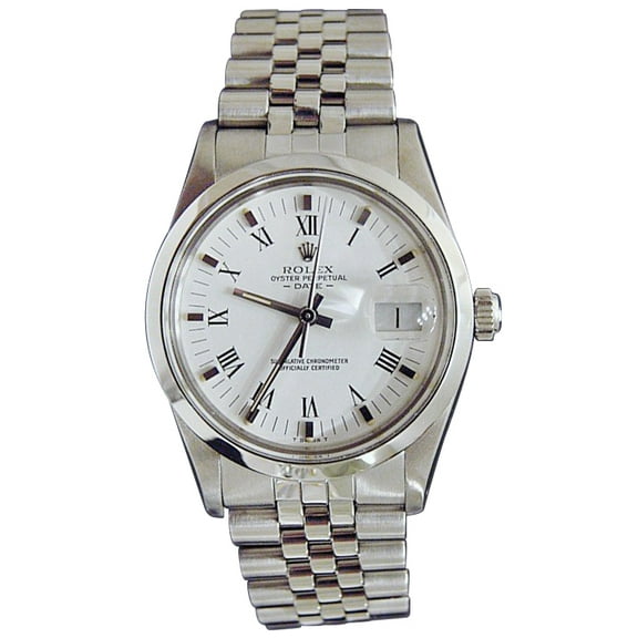 Pre-Owned Mens Rolex Stainless Steel Date White Roman 15000