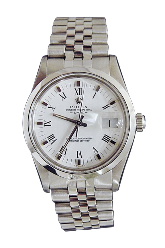 Pre-Owned Mens Rolex Stainless Steel Date White Roman 15000