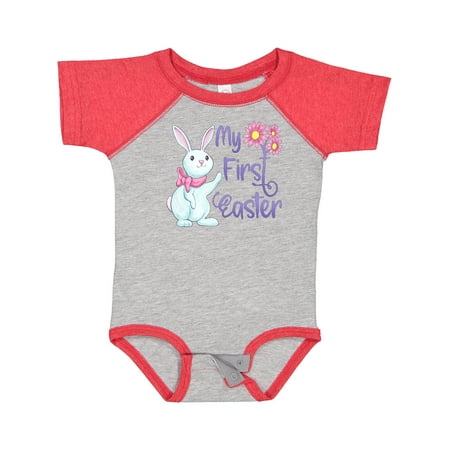 

Inktastic My 1st Easter Cute White Bunny with Spring Flowers Gift Baby Boy or Baby Girl Bodysuit